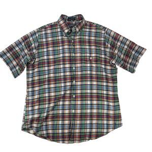 GANT Vintage Authentic Madras Shirt Mens Large L Short Sleeve Plaid 90s Ivy